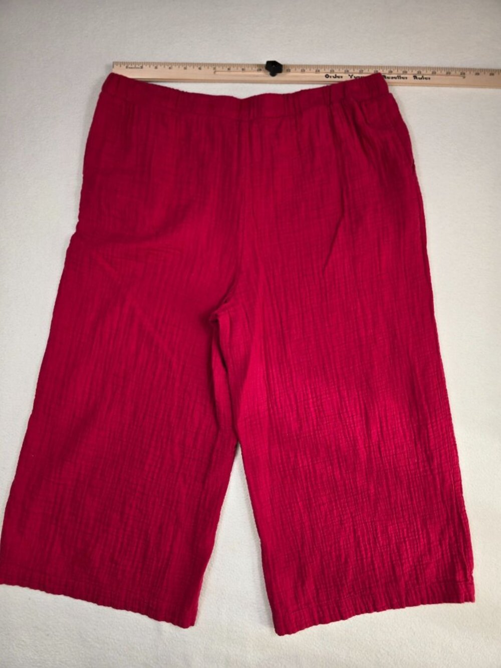 Westbound XL Wide Leg Dark Pink 100% Cotton Elastic Waist Drawstring Pants - Picture 5 of 5